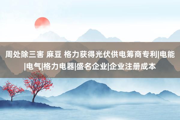 周处除三害 麻豆 格力获得光伏供电筹商专利|电能|电气|格力电器|盛名企业|企业注册成本