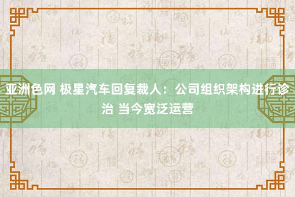 亚洲色网 极星汽车回复裁人：公司组织架构进行诊治 当今宽泛运营