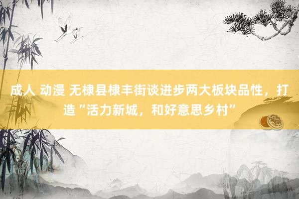 成人 动漫 无棣县棣丰街谈进步两大板块品性，打造“活力新城，和好意思乡村”